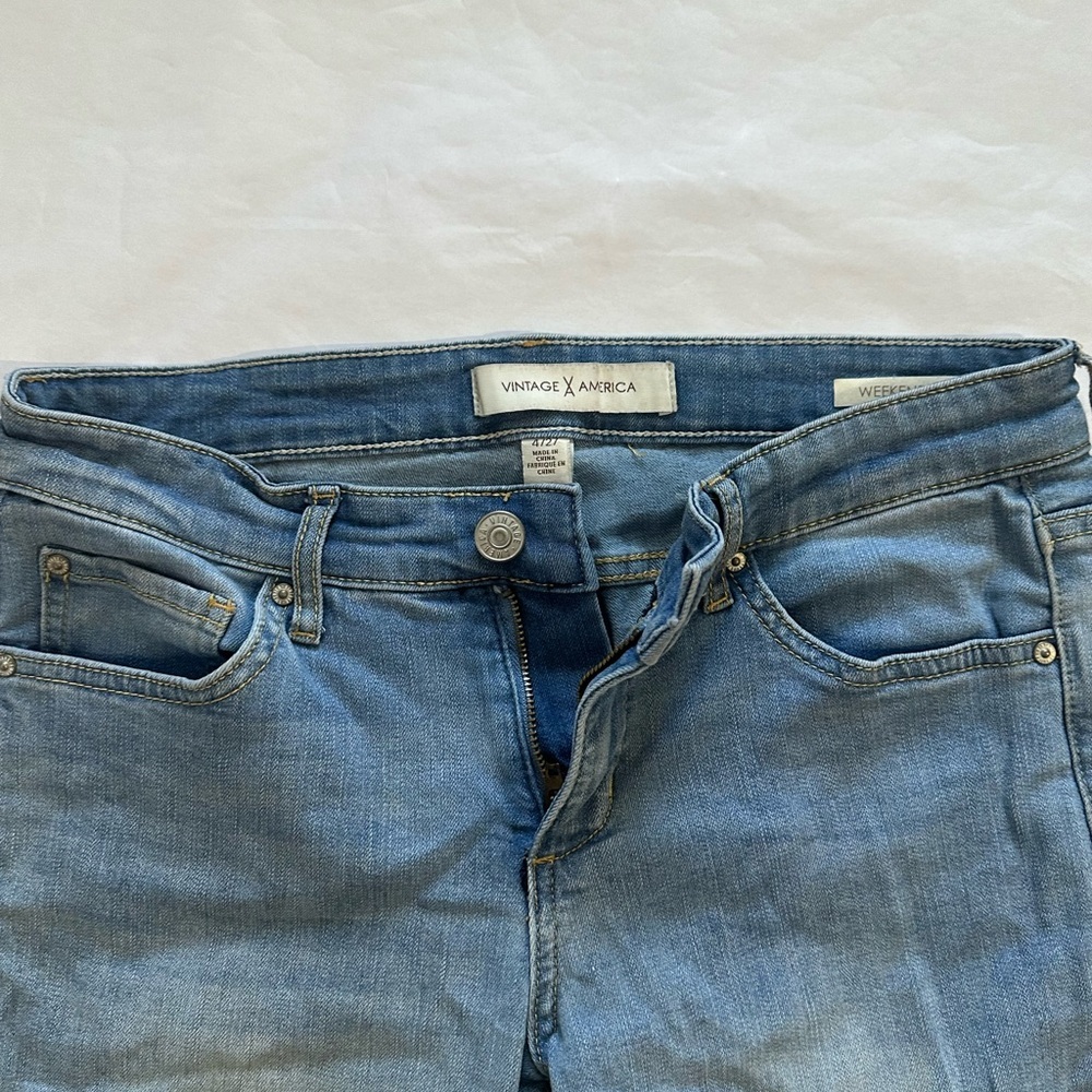 Vintage America Classic Blue Denim Jeans with Brass Zipper - Picture 6 of 6